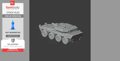A detailed 3D model of a six-wheeled Centauro tank destroyer for 3D printing.
