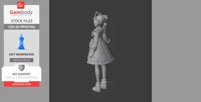 3D model of a female character in a dress with boots, viewed from the side.