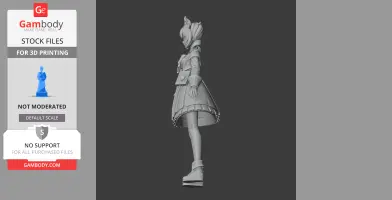 3D model of Barbara from Genshin Impact, posed standing, side view showing detailed outfit and hairstyle.