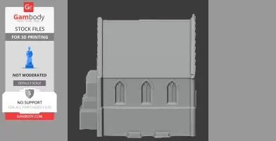 3D model of a chapel wall with three arched windows, designed for 3D printing.