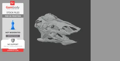 3D model of a Desmatosuchus skull, detailed and ready for 3D printing.