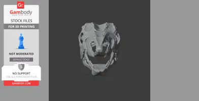 3D model of a Desmatosuchus skull displayed for 3D printing, showcasing intricate bone details.