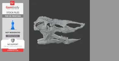 3D model of a detailed Desmatosuchus skull, side view, for 3D printing.