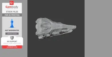 3D model of a Desmatosuchus skull, detailed for 3D printing, showcasing elongated shape and bony features.
