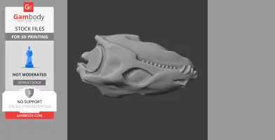 3D model of a Diadectes skull replica, side view, displayed for 3D printing.