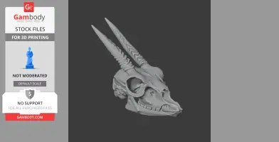 3D model of a dik-dik skull with detailed horns and bone structure, designed for 3D printing.