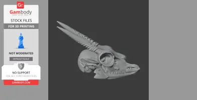 3D model of a dik-dik skull with detailed horn structure, designed for 3D printing.