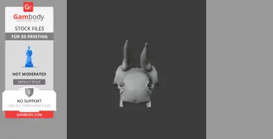 A 3D model of a dik-dik skull with textured detail and curved horns for 3D printing.