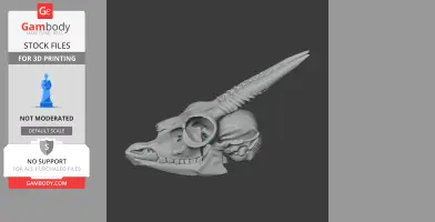Detailed 3D model of a dik-dik skull, showcasing intricate horn and bone structures.