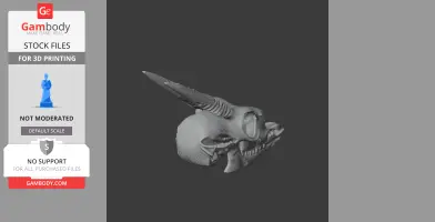 3D model of a detailed dik-dik skull with prominent horn for 3D printing.