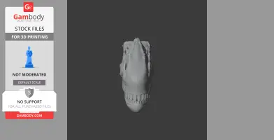 Top view of a 3D Dilophosaurus skull model, showcasing detailed teeth and bone structure.