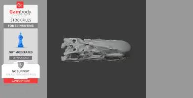 3D model of a Dilophosaurus skull, viewed from the top, designed for 3D printing.