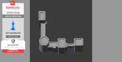Top view of a simplified 3D model of castle fortifications with round and square towers connected by walls.