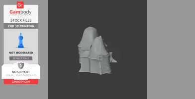 3D STL model of Bishopton Castle with towers and textured walls, ready for printing.