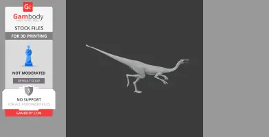 3D model of a Pelecanimimus dinosaur with an elongated tail and beak, designed for 3D printing.