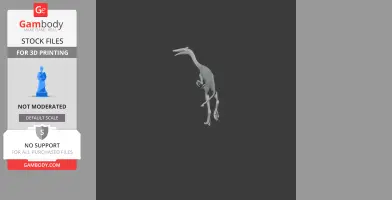 3D model of a Pelecanimimus dinosaur in a standing pose, designed for 3D printing.
