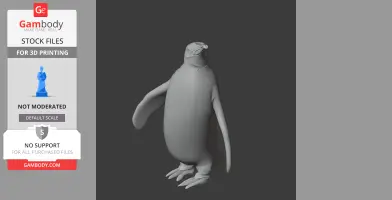 A 3D model of a standing prehistoric penguin with detailed features, suitable for 3D printing.