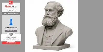 A detailed bust of a bearded man in formal attire, designed for 3D printing.
