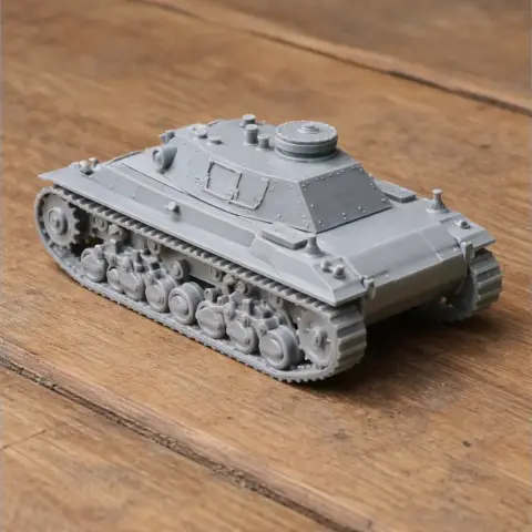 Gray 3D model of a Carro Armato P.43 tank with detailed tracks and turret.