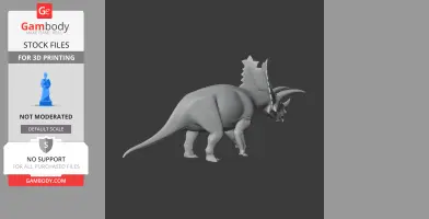 3D model of a Pentaceratops dinosaur, side view, suitable for 3D printing.