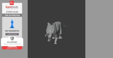 3D model of a Pentaceratops dinosaur with detailed horns and frill, designed for 3D printing.