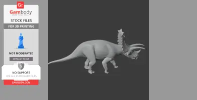 3D model of a Pentaceratops dinosaur for printing, featuring a detailed crest and horns.
