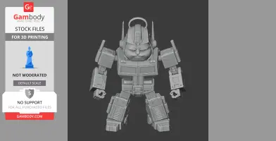 A 3D model of a robot with a detailed body and a cartoonish cat face.