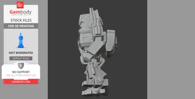 A 3D model combining Garfield and Optimus Prime in a robot-like, side view design.