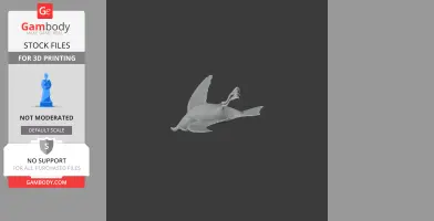 A 3D model of a prehistoric bird in flight, showcasing detailed wings and body, suitable for printing.