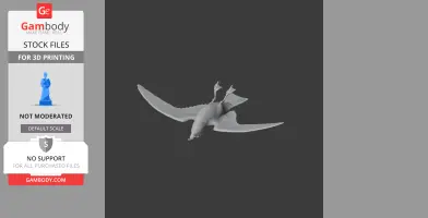 3D model of a prehistoric petrel bird in flight pose for 3D printing.