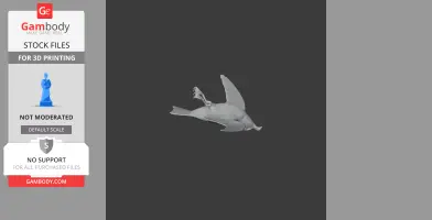 3D model of a prehistoric petrel with wings outstretched, designed for 3D printing.