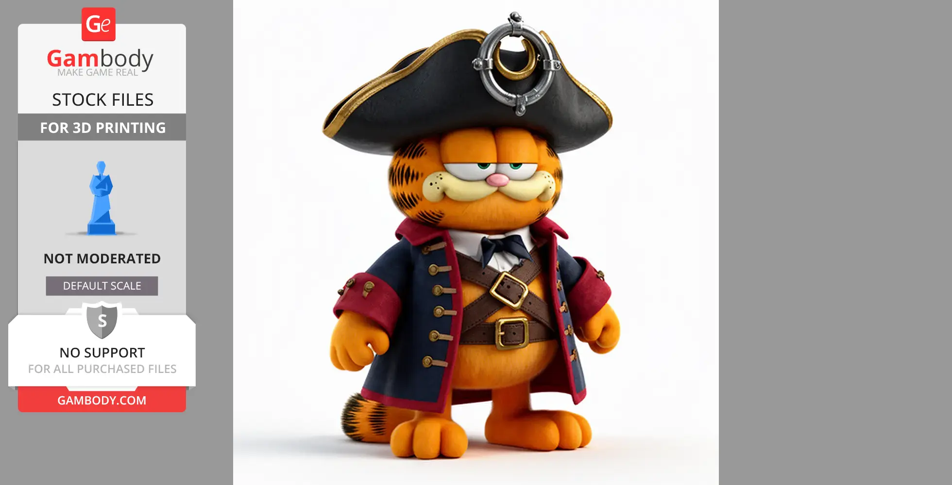 Garfield Pirate Ring Figure - Mashup Figure STL