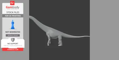Gray 3D model of a long-necked, four-legged prehistoric dinosaur for 3D printing.