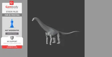 A 3D model of a long-necked, prehistoric Petrobrasaurus dinosaur ready for 3D printing.