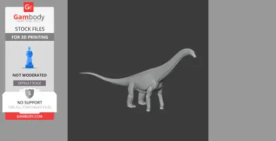 3D model of a long-necked, four-legged prehistoric dinosaur for 3D printing.