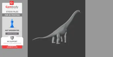3D model of a long-necked dinosaur with four legs, designed for 3D printing.