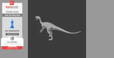 3D model of a dinosaur with an elongated neck and tail, standing on two legs. Suitable for 3D printing.