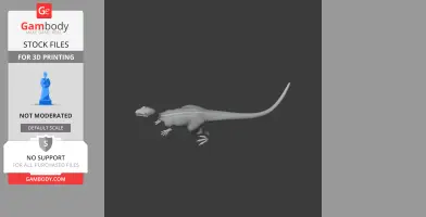 A 3D model of a dinosaur-like creature with a long tail and claws on a dark background.