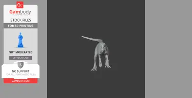 A 3D model of a dinosaur-like creature, standing with a long tail and clawed feet, ready for printing.
