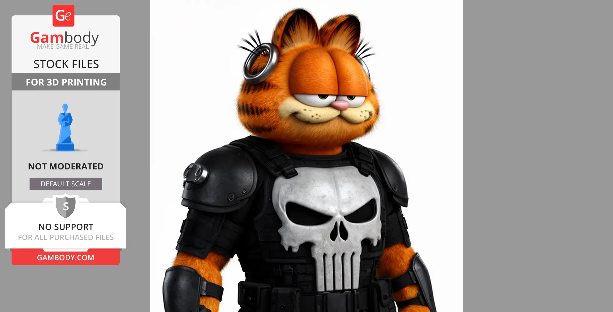 Garfield Punisher Ring Figure - Mashup Figure STL
