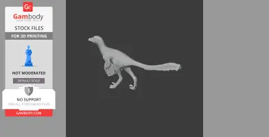 A 3D model of a Philovenator dinosaur with a long tail and detailed limbs, for 3D printing.