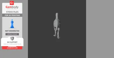 3D model of a Philovenator dinosaur viewed from the back, for 3D printing.