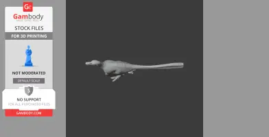 3D model of a Philovenator dinosaur, shown in profile, designed for 3D printing.