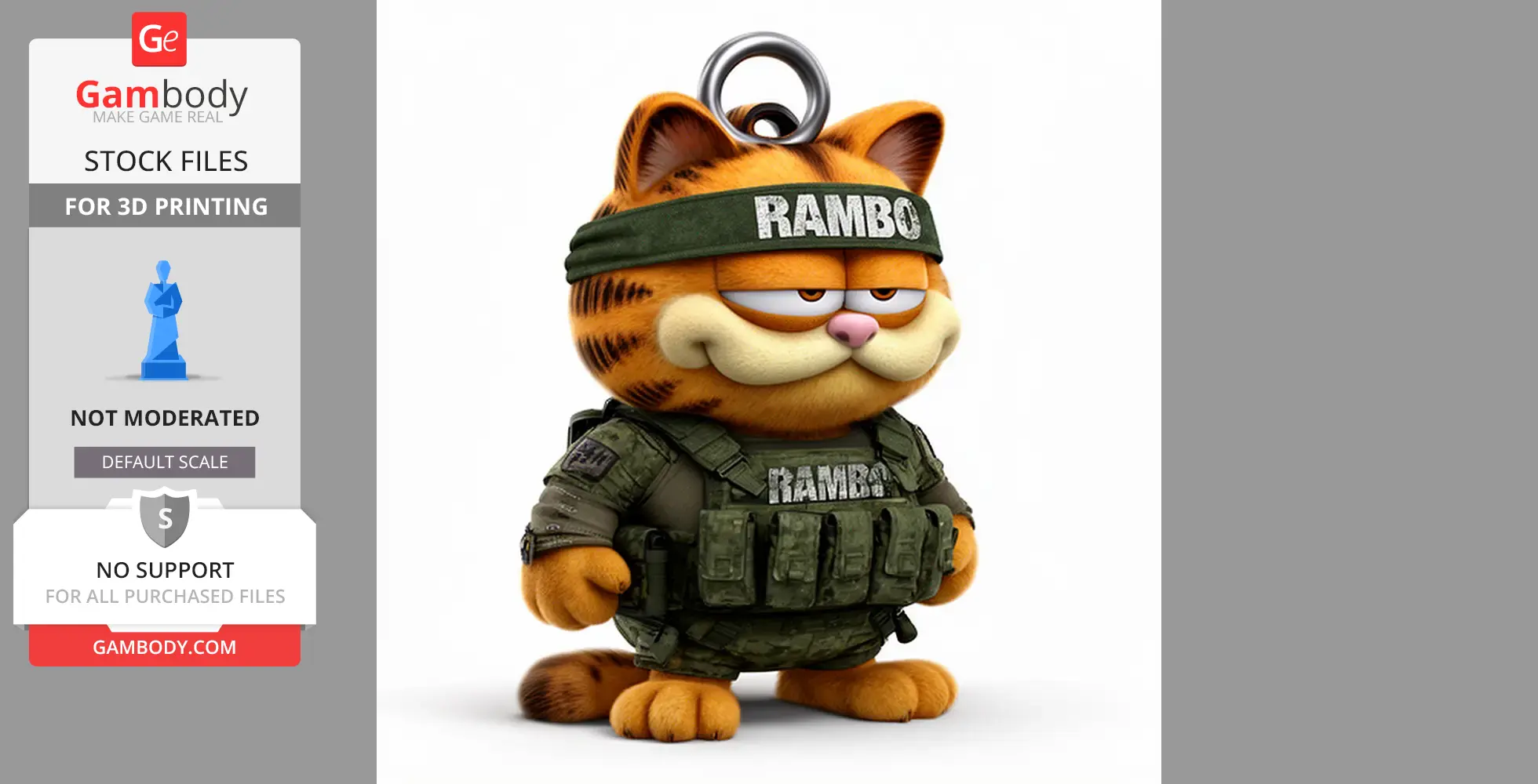 Garfield Rambo Ring Figure - Mashup Figure STL