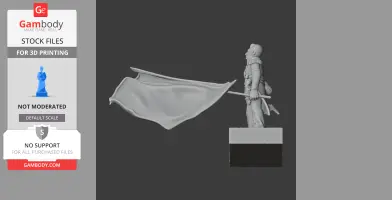 3D model of a Napoleonic soldier holding a flag, standing on a base.