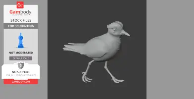 3D model of a plover-like prehistoric bird, standing on one leg, designed for 3D printing.