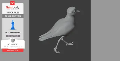 3D model of a plover-like bird, depicted in a walking pose, designed for 3D printing.