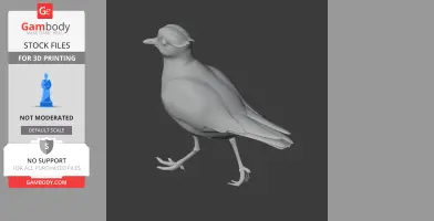 A gray 3D model of a prehistoric plover bird standing, designed for 3D printing.