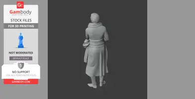 A 3D model of a historical figure in Napoleonic attire, viewed from the back.