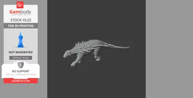 3D model of a Polacanthus dinosaur, armored with spikes, intended for 3D printing.